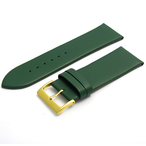 Extra Wide green Smooth Calf Leather Watch Strap - Men's Sizes - silver buckle