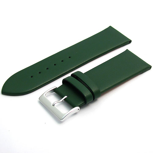 Extra Wide green Smooth Calf Leather Watch Strap - Men's Sizes - Gold Buckle